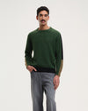 Morley Fluffy Alpaca Mix Color Block Crewneck Pullover Green