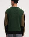 Morley Fluffy Alpaca Mix Color Block Crewneck Pullover Green