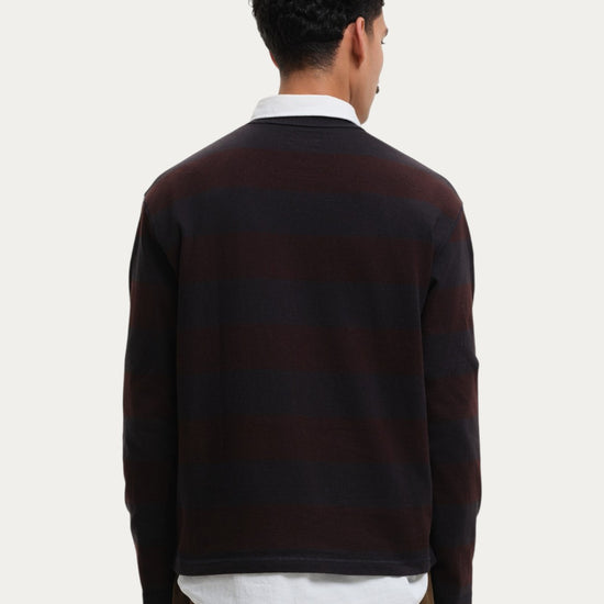 Stripe Sweater Black Burgundy