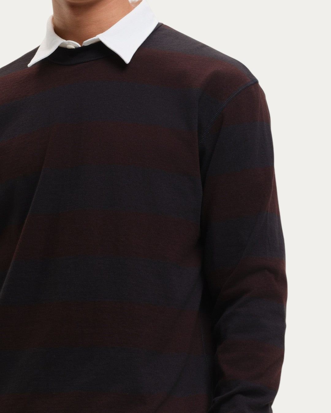 Stripe Sweater Black Burgundy