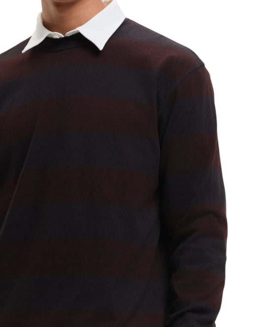 Stripe Sweater Black Burgundy