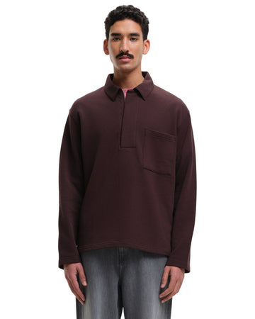 SleetWay Half Zip Polo Collar Sweater Dark Burgundy
