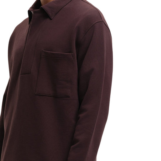 SleetWay Half Zip Polo Collar Sweater Dark Burgundy