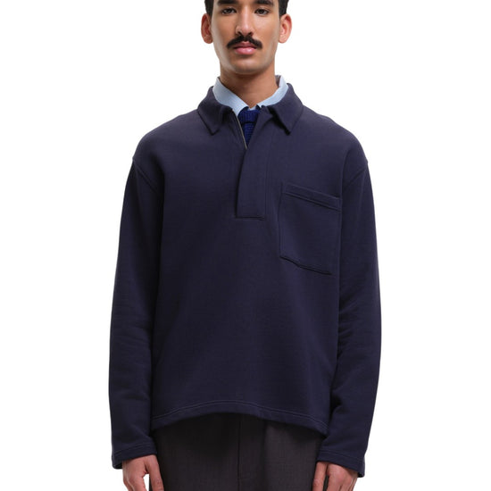 SleetWay Half Zip Polo Collar Sweater Navy