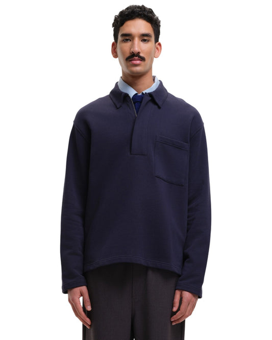 SleetWay Half Zip Polo Collar Sweater Navy