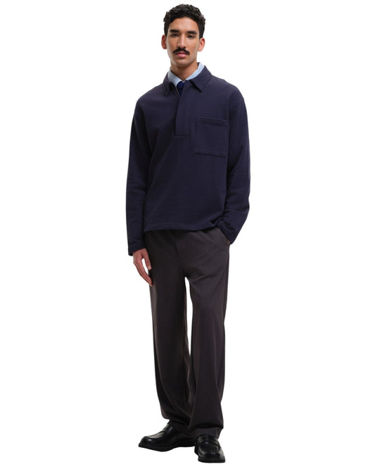 SleetWay Half Zip Polo Collar Sweater Navy