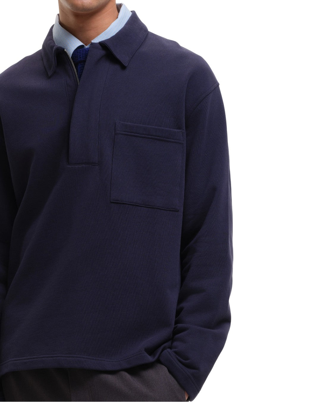SleetWay Half Zip Polo Collar Sweater Navy