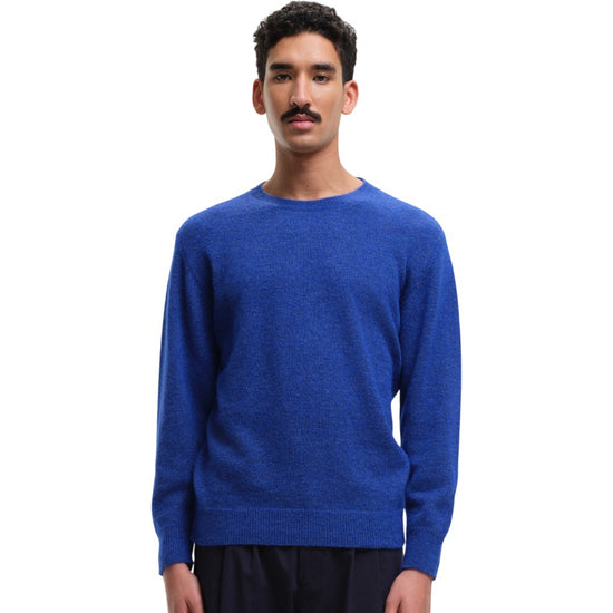 The Flirt Fluffy Alpace Mix Crewneck Pullover Cobalt