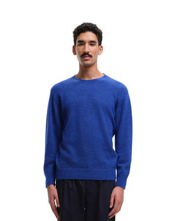 The Flirt Fluffy Alpace Mix Crewneck Pullover Cobalt