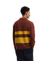 Striped Polo Collar Pullover Brown