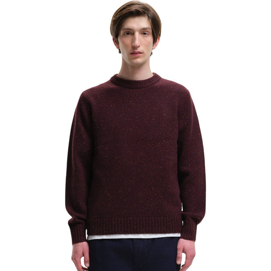 Starry Night Speckled Crewneck Pullover Burgundy