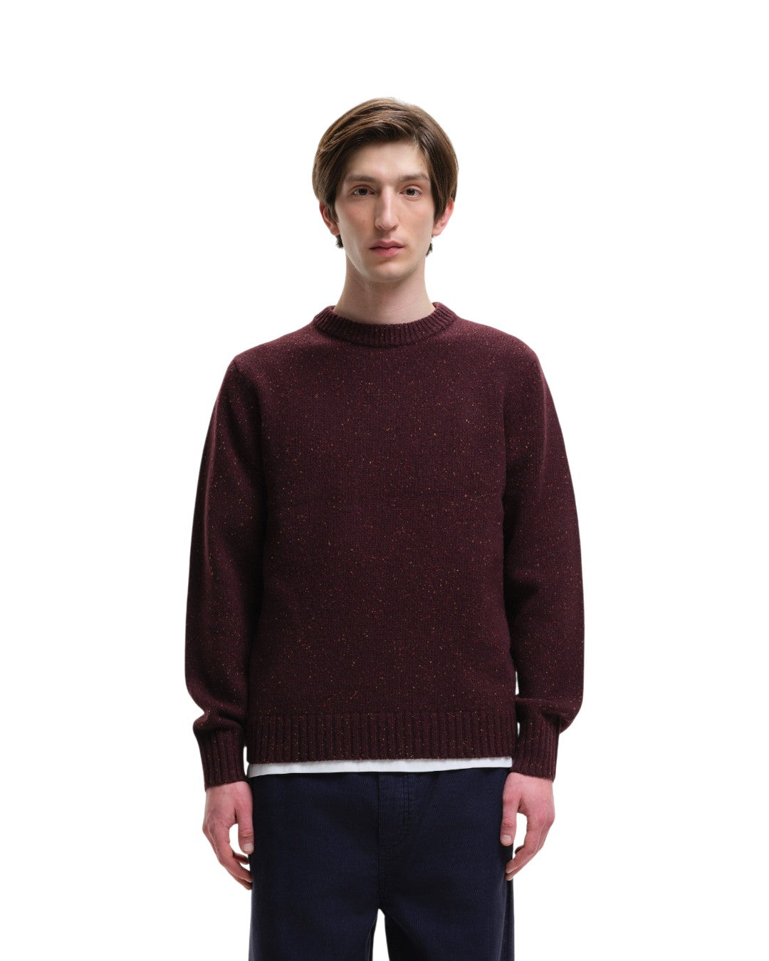 Starry Night Speckled Crewneck Pullover Burgundy