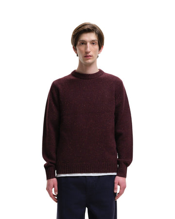 Starry Night Speckled Crewneck Pullover Burgundy