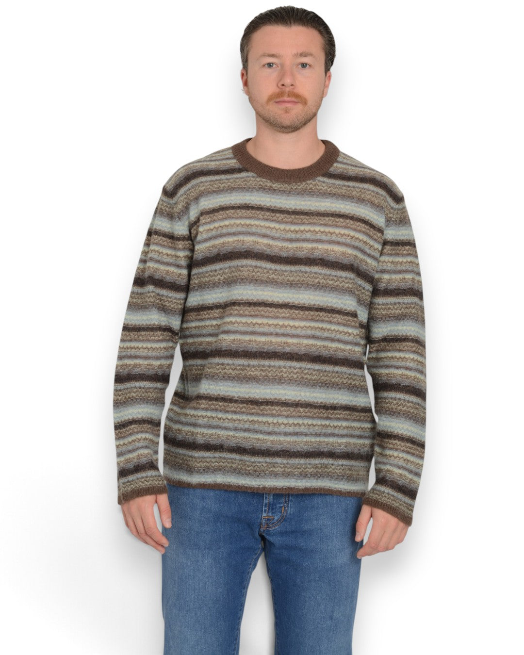 Girocollo ML Riga Jacquard Corteccia/Acqua