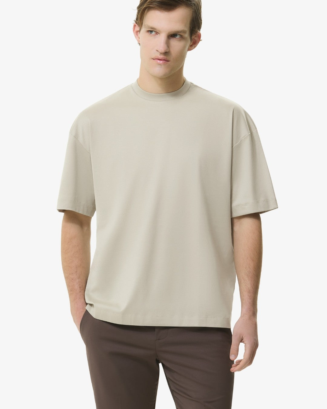 Interlock Supima Oversized T-shirt   Pearl Grey