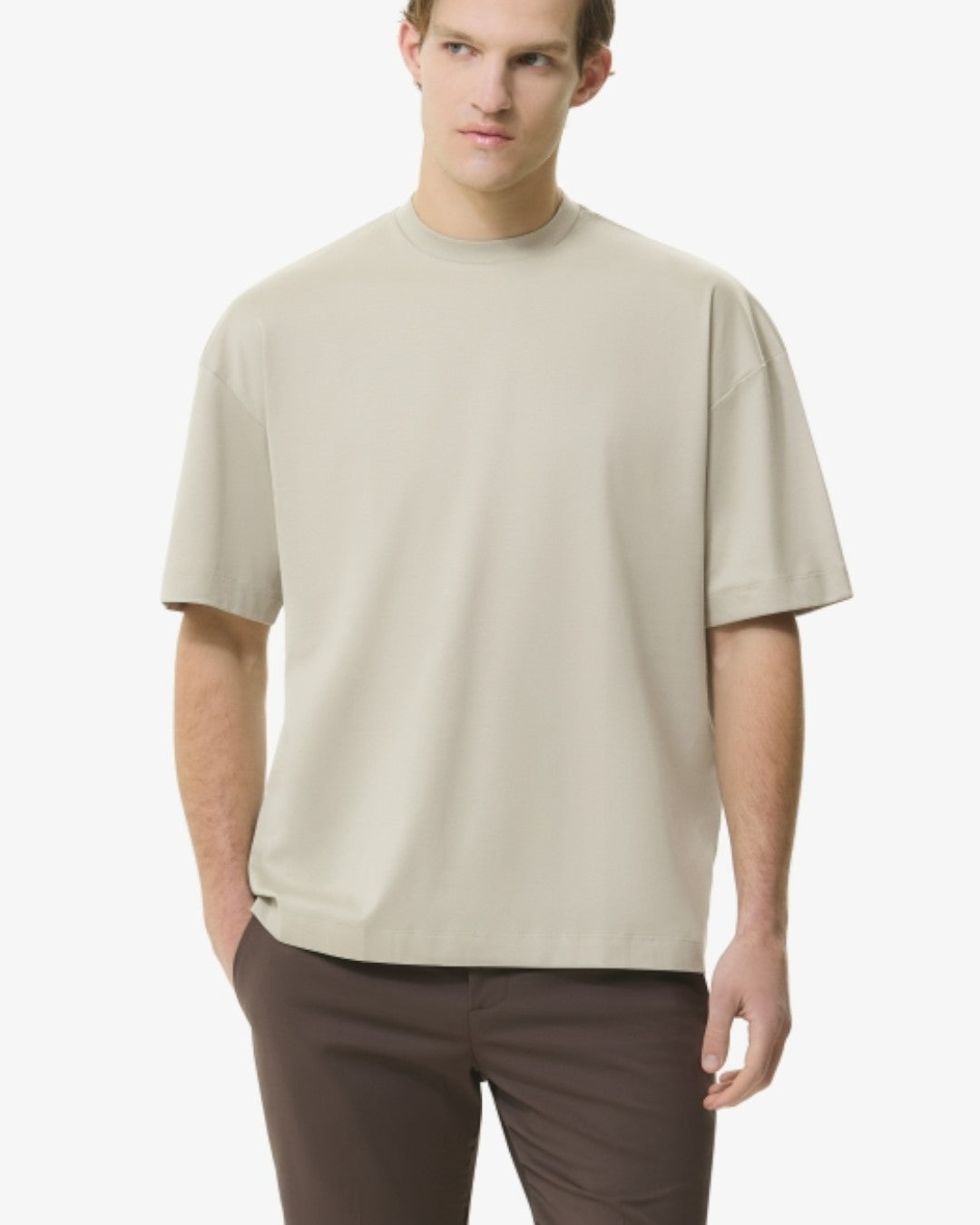 Interlock Supima Oversized T-shirt   Pearl Grey