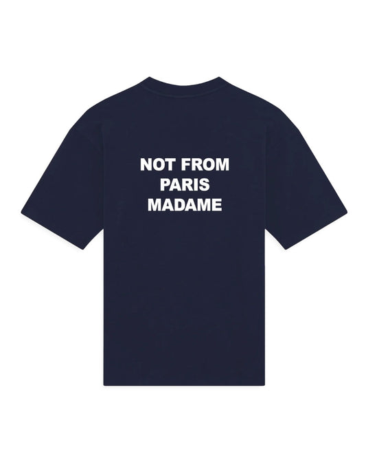 Not From Paris Madame Slogan Cotton Relaxed Fit T-shirt Navy