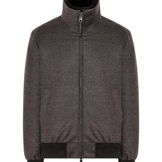 Bomber jacket with detachable collar - Brown
