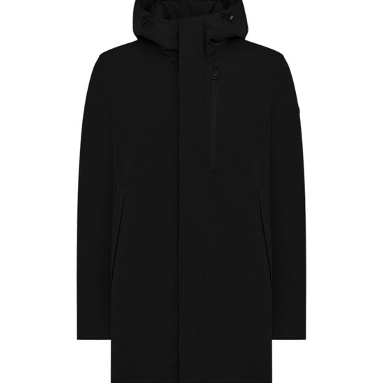 Parka with hood and stand collar - Black
