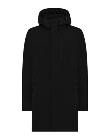 Parka with hood and stand collar - Black