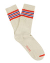 5 Stripes Crew Socks - Ecru / Orange / Blue