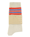5 Stripes Crew Socks - Ecru / Orange / Blue