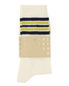 5 Stripes Crew Socks - Ecru /Blue Yellow