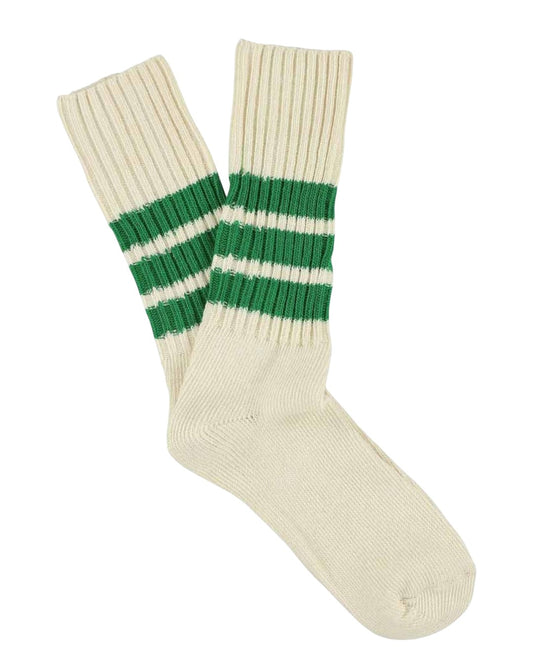 Crew Stripes Socks - Ecru / Green