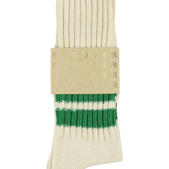 Crew Stripes Socks - Ecru / Green