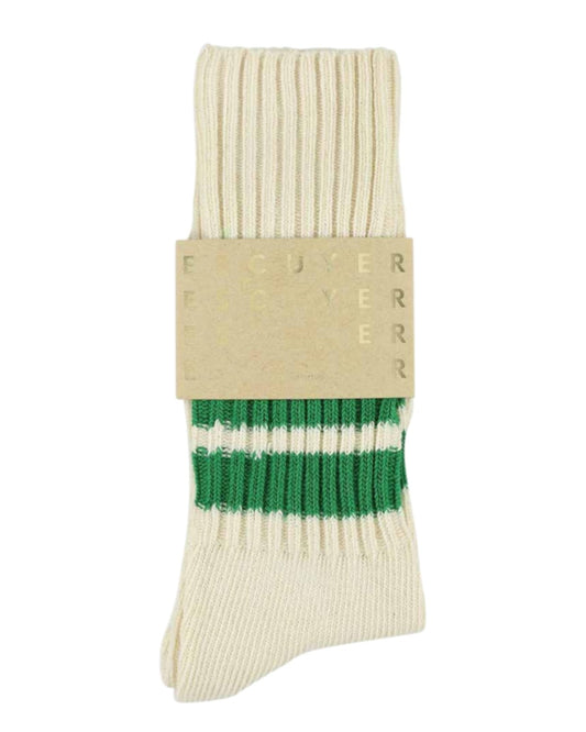 Crew Stripes Socks - Ecru / Green