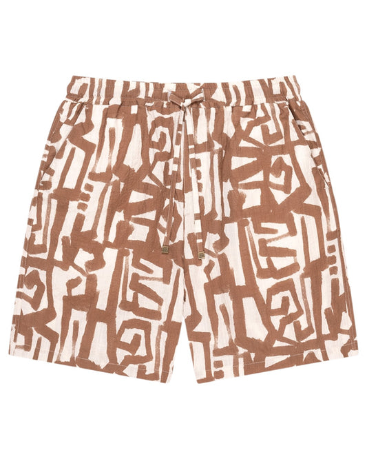 Henry Printed Shorts Beige Brown