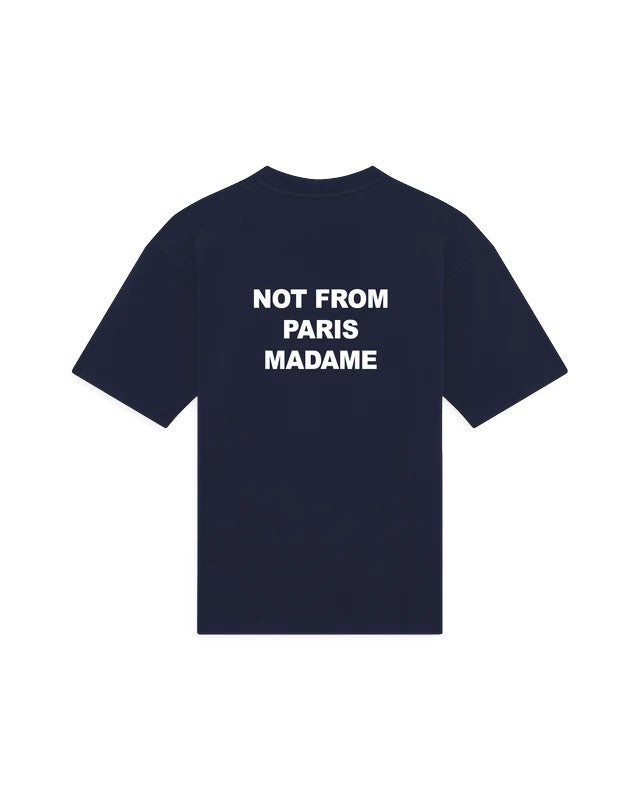 Navy Slogan Cotton Relaxed Fit-Shirt