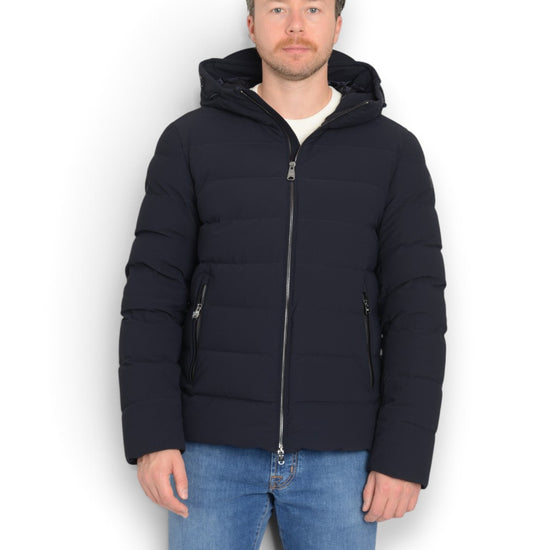 BOLLY MAN QUILTED JACKET WITH FIXED HOOD NAVY