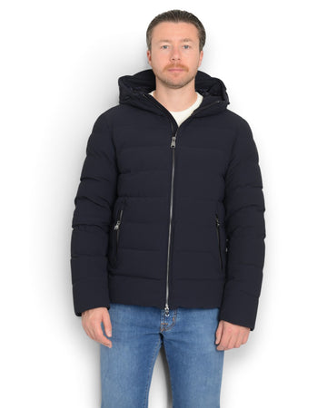BOLLY MAN QUILTED JACKET WITH FIXED HOOD NAVY