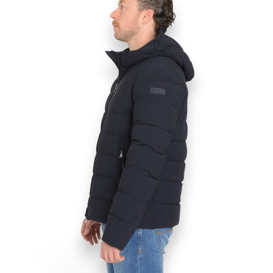 BOLLY MAN QUILTED JACKET WITH FIXED HOOD NAVY