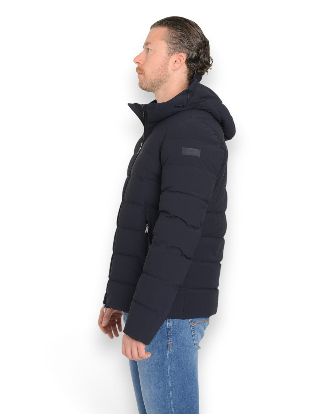 BOLLY MAN QUILTED JACKET WITH FIXED HOOD NAVY