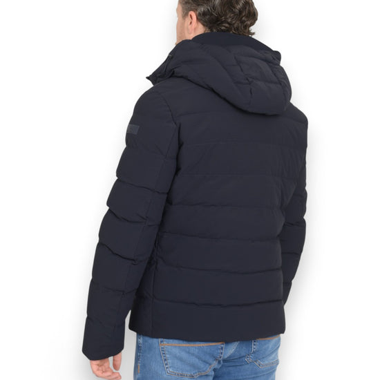 BOLLY MAN QUILTED JACKET WITH FIXED HOOD NAVY