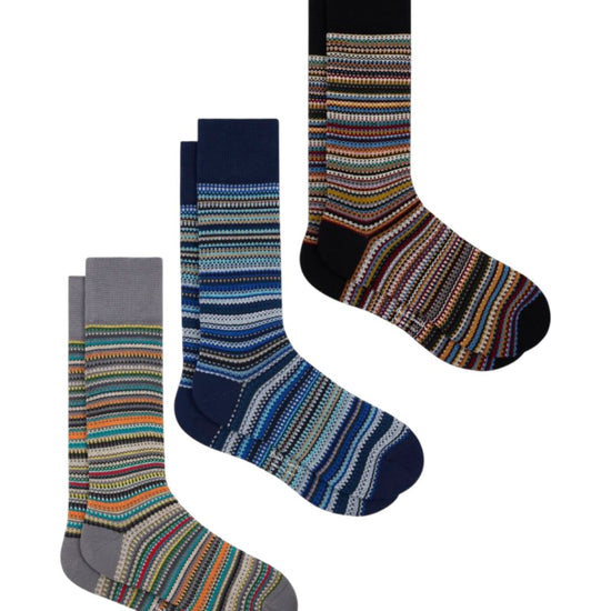 MEN SOCK 3 PACK PIQUE SIGNATURE BLU
