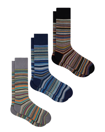 MEN SOCK 3 PACK PIQUE SIGNATURE BLU