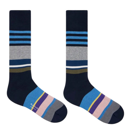 MEN SOCK 3 PACK NAVY PS S TRIPES