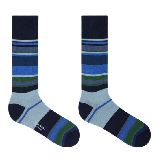 MEN SOCK 3 PK STRP MIX BLUE