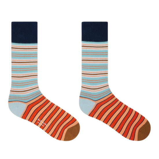 MEN SOCK 3 PK STRP MIX BLUE