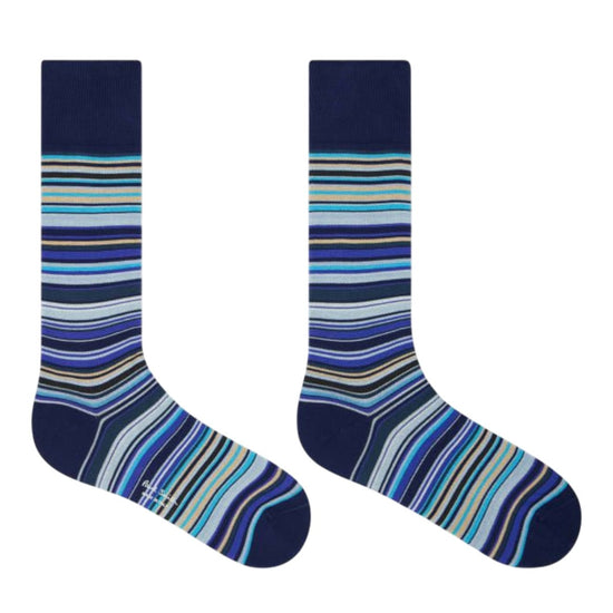MEN SOCK 3 PK STRP MIX BLUE