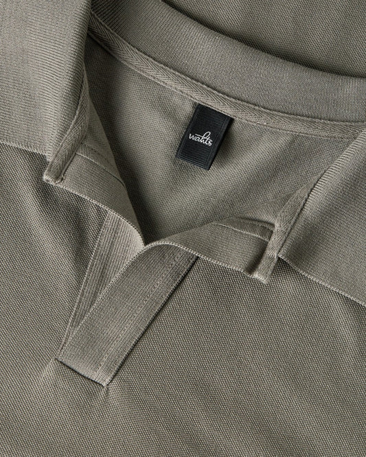 Rice Polo Steel Green Pique