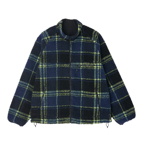 REVERSIBLE SHERPA PLAID JACKET BLACK