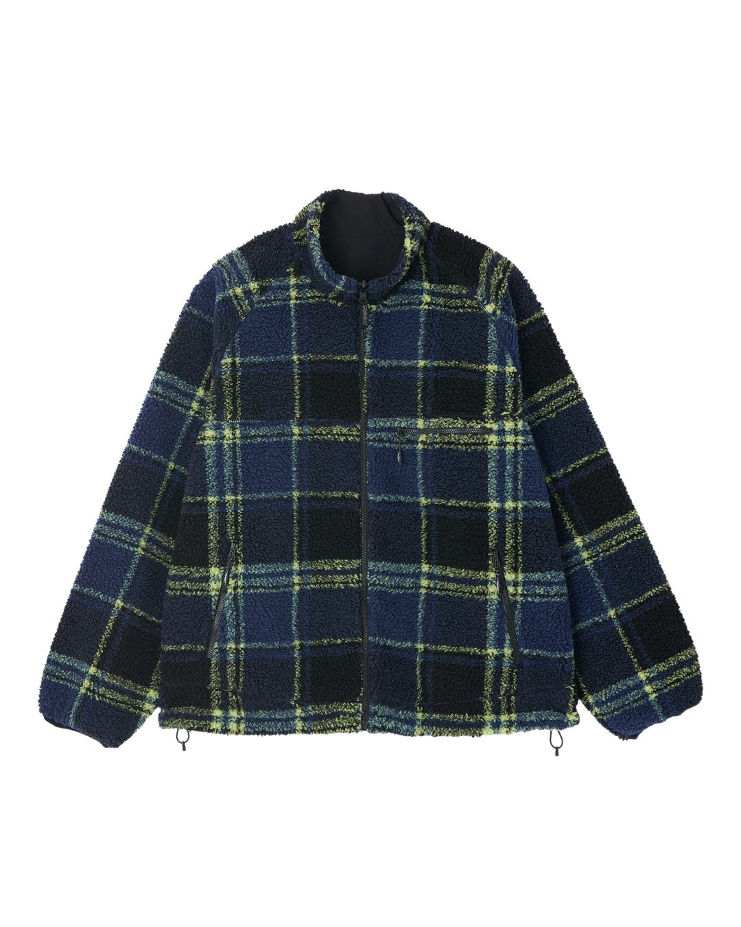 REVERSIBLE SHERPA PLAID JACKET BLACK