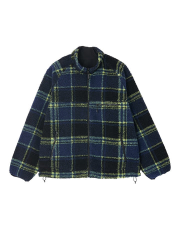 REVERSIBLE SHERPA PLAID JACKET BLACK