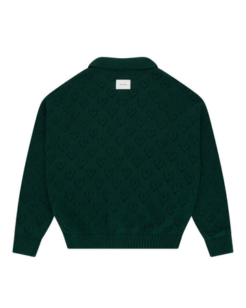 Heart Zip Cotton Knit Green
