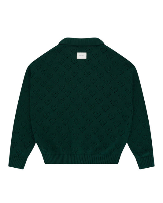 Heart Zip Cotton Knit Green