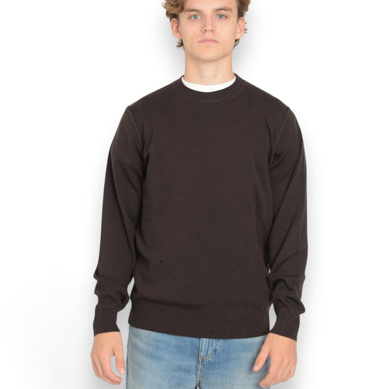 Wool Punta Felpa Roundneck Caff� Brown